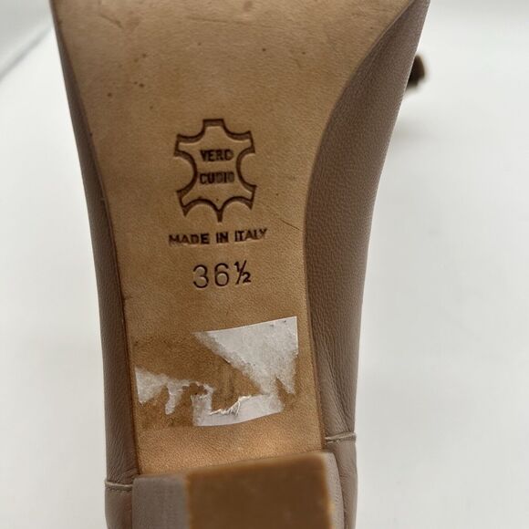 GUGLIELMO ROTTA Leather Beige Heels Shoes US6.5 UK3.5 EU36.5 Made in Italy - Picture 8 of 8